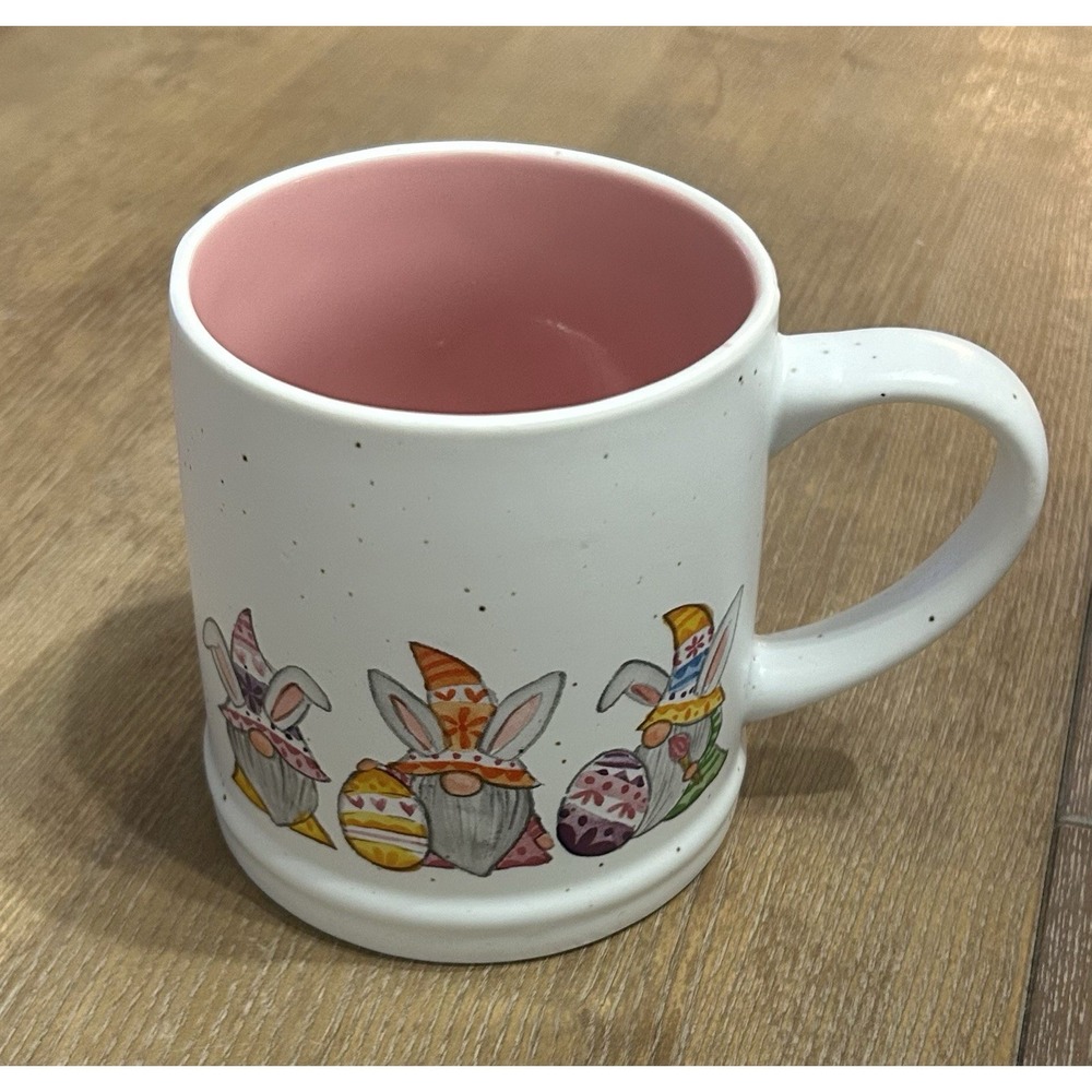 Oversided Gnome Bunny Easter Egg Mug 4-3/8" Large Carrot Patch‎ Cottage CUTE!